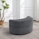 preview thumbnail 3 of 96, Upholstered Chenille Boucle Half Moon Storage Ottoman with Tray
