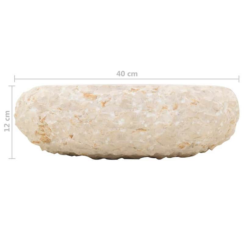 vidaXL Bathroom Basin, Ø15.7x4.7 Inches, Marble Round - 15.7"x4.7"
