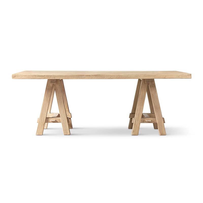 Jennifer Taylor Home Hawthorne 84" Solid Reclaimed Elm Trestle 8-Person Dining Table