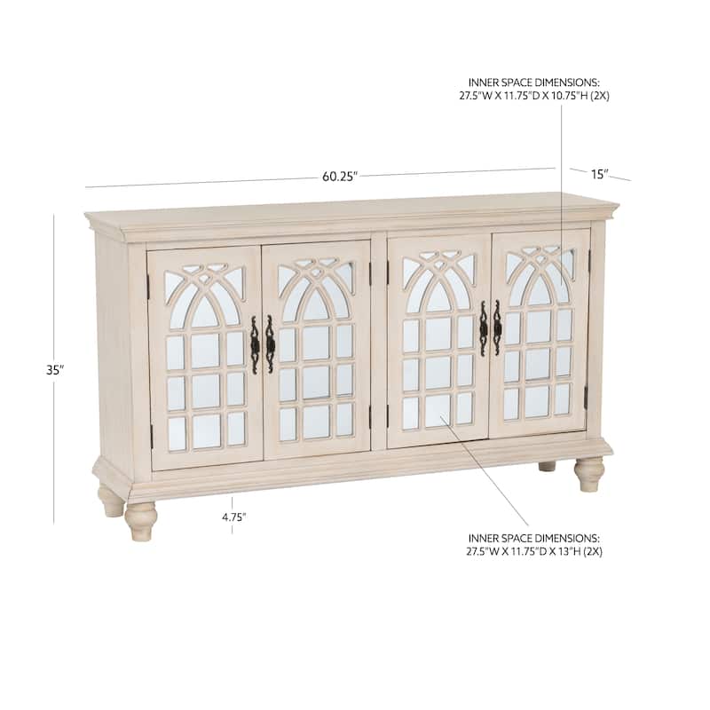 Berkshire 4 Door Mirrored Credenza Cream