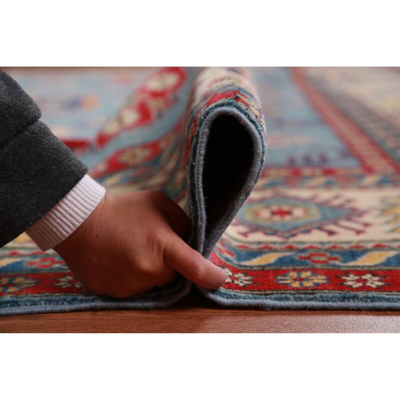 Hand Knotted Oriental 100% Wool Carpet Traditional Medallion Navy Blue & Blues Kazak Area Rug - 13' 9'' X 9' 10''