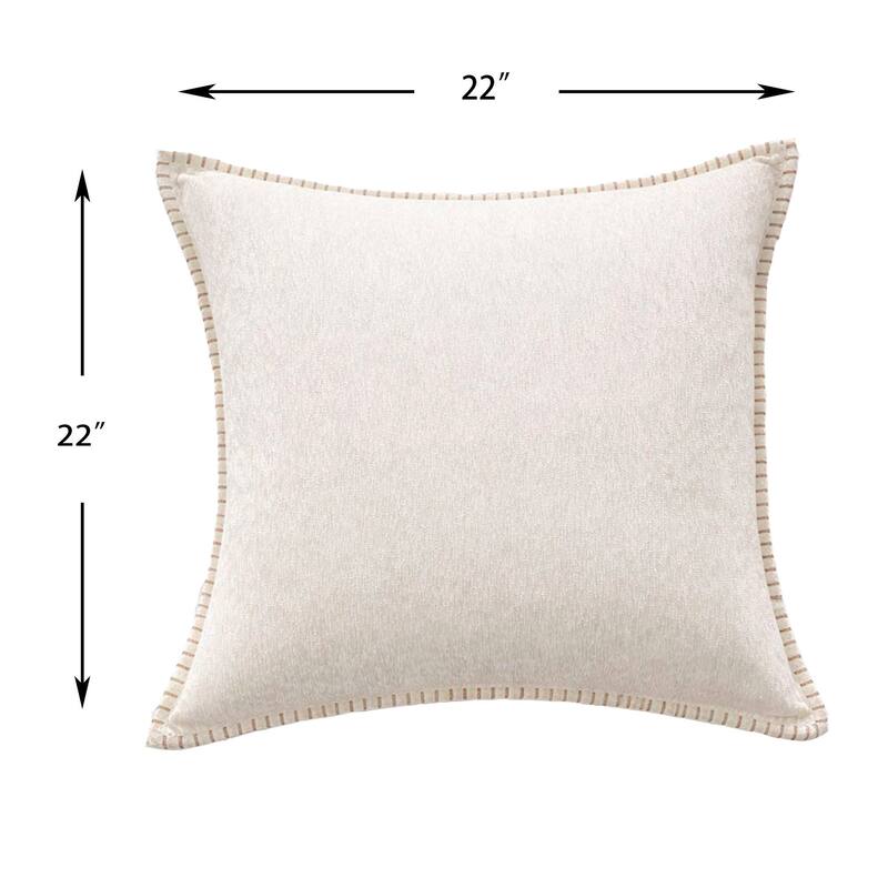 Textured Throw Pillow with Stitched Contrast Edge Set of 2