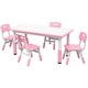 preview thumbnail 1 of 12, Kids 5-Piece Table and Chair Set with Adjustable Height for Toddlers Aged 1.5-5, Easy to Clean Pink
