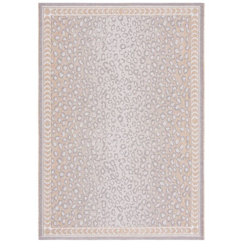 SAFAVIEH Courtyard Sanyi Indoor/ Outdoor Waterproof Patio Backyard Rug - 5'3" Square - Beige/Gold