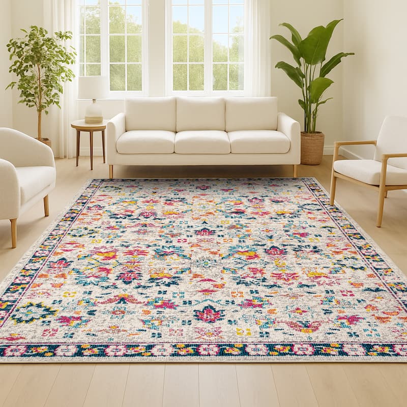 JONATHAN Y Traditional Persian Boho Floral Area Rug