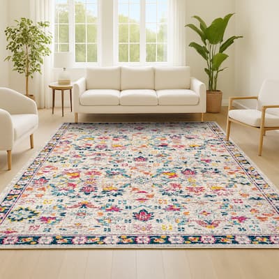 JONATHAN Y Traditional Persian Boho Floral Area Rug