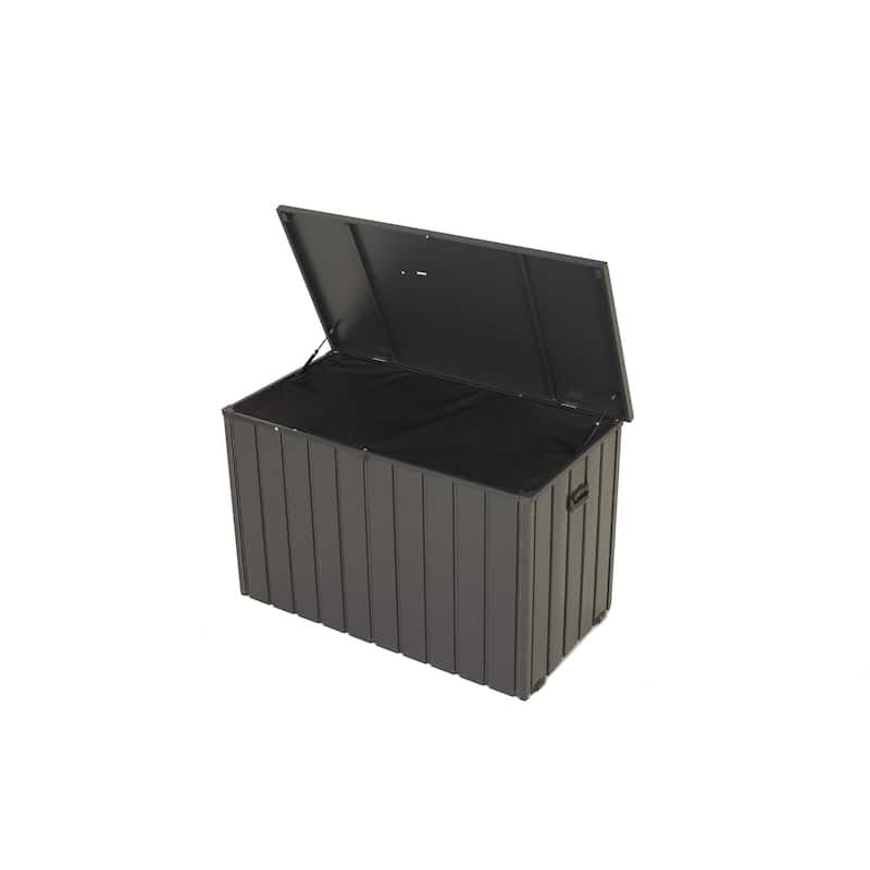Outdoor Storage Box, 200 Gallon Metal Deck Box Built-in a Oxford Fabric Storage Bag, Lockable & Waterproof Patio Storage Box - Dark Gray