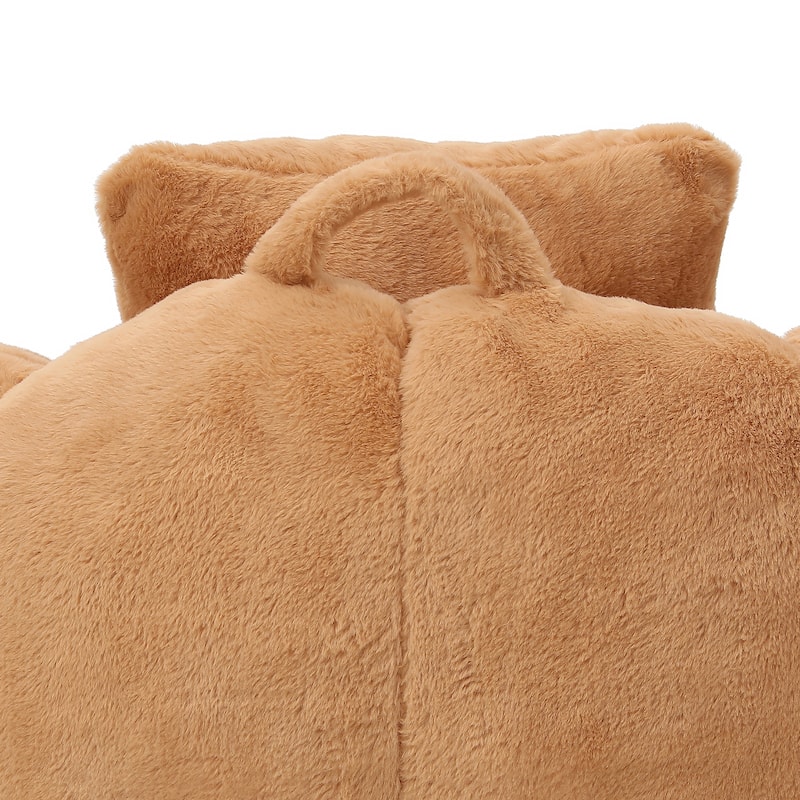 Faux Fur Bean Bag Chair with Ottoman, Giant Bean Bag Chairs for Adults, Shell-Shaped Lounge Floor Sofa with Filler