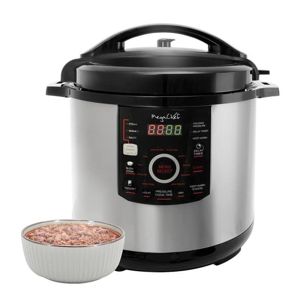 slide 2 of 5, Megachef 12-quart Steel Digital 15-preset Pressure Cooker