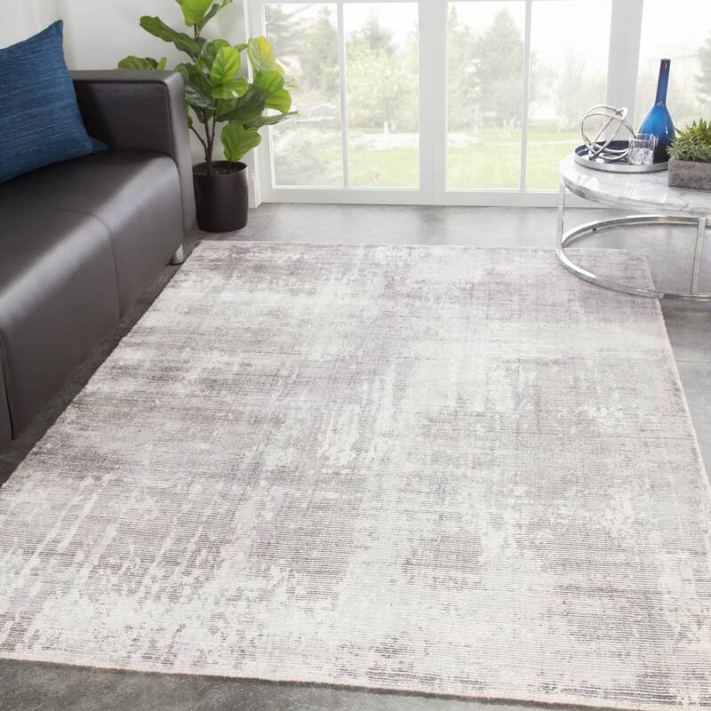 Arabella Handmade Abstract Light Gray/ White Area Rug