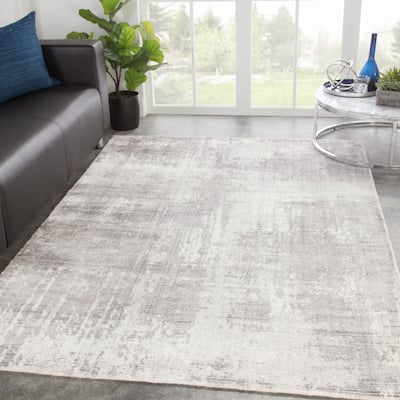Arabella Handmade Abstract Light Gray/ White Area Rug