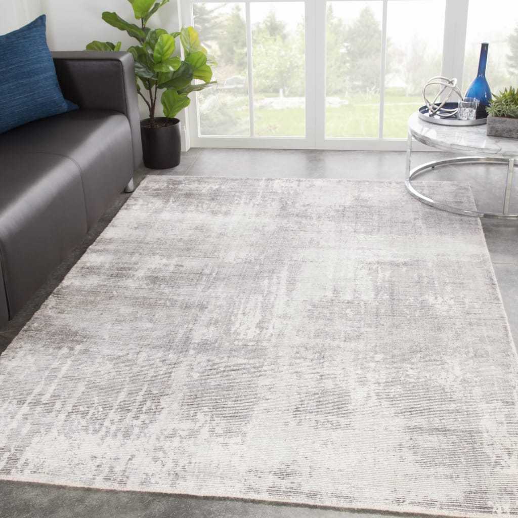 Arabella Handmade Abstract Light Gray/ White Area Rug