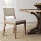 preview thumbnail 1 of 15, Linus Modern Upholstered Dining Chair, Solid Rubberwood Legs Single - Off-White/Brown