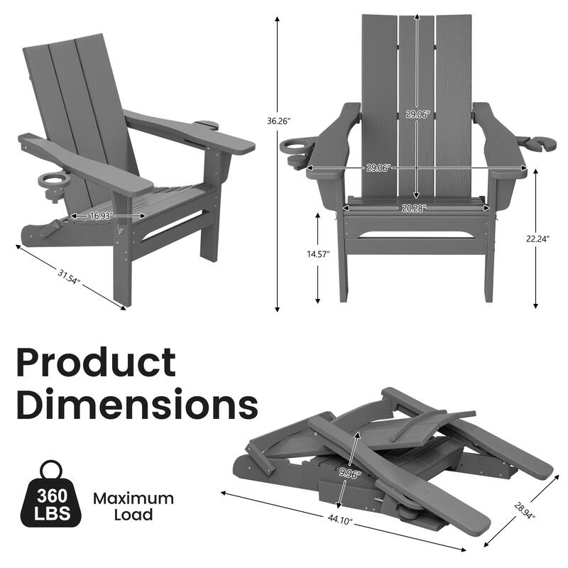 HDPE Modern All weather Adirondack Chairs with Cup-holders