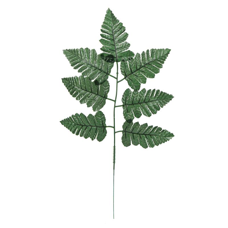 Set of 4 Artificial Leather Fern Leaf Stem Plant Greenery Foliage Bush 18in - 18" L x 9" W x 0.5" DP