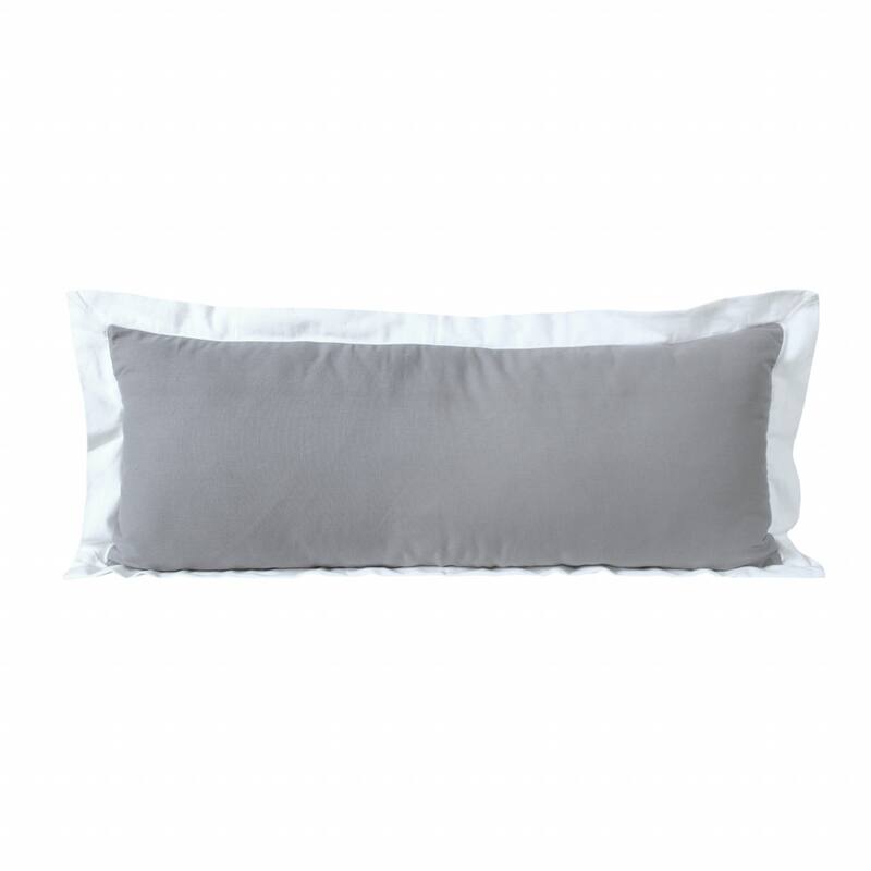 HomeRoots 14" X 36" Gray And White 100% Cotton Geometric Zippered Pillow
