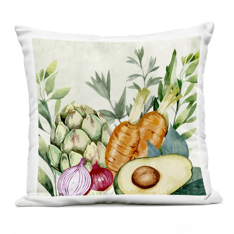 Stupell Organic Vegetable Harvest Printed Outdoor Throw Pillow Design by Kim Allen - Accent - Polyester - Green - Single
