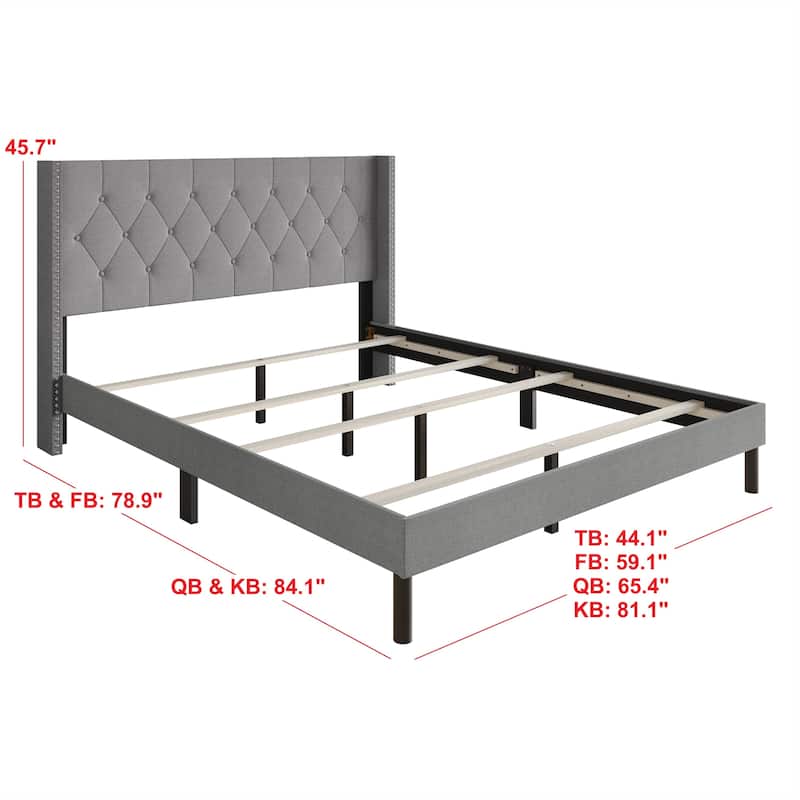 Clayfell Cicero Tufted Upholstered Wingback Panel Bed