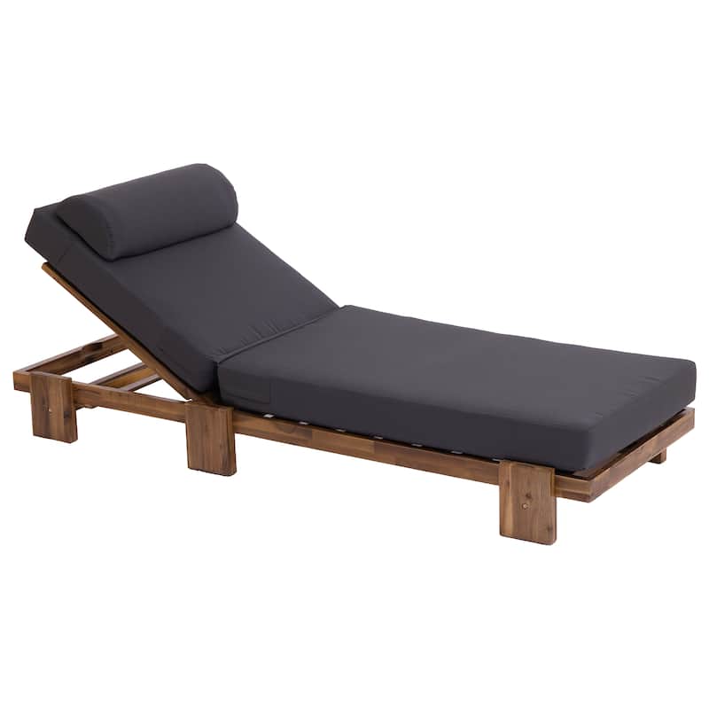 Roomfitters 78.8" Outdoor Patio Chaise Lounge Chair with Adjustable Backrest and Side Table for Poolside & Garden