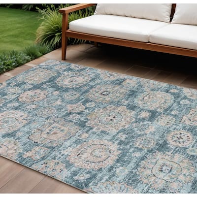 HomeRoots Floral Transitional Rectangle Outdoor Rug