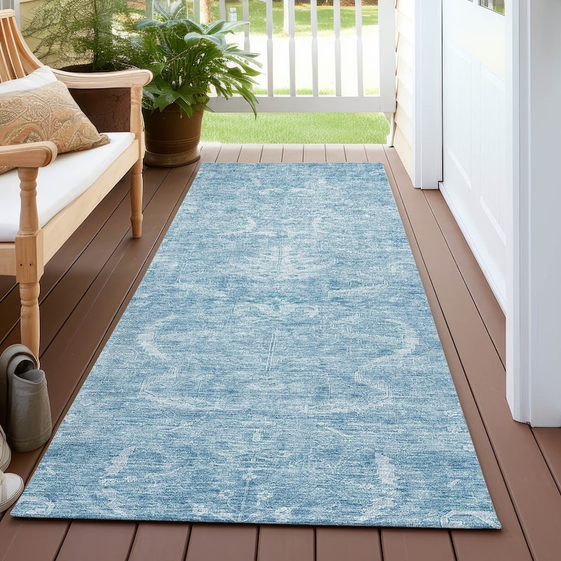 Machine Washable Indoor/ Outdoor Boho Traditional Chantille Rug