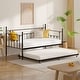 preview thumbnail 26 of 42, VECELO Metal Twin Size Daybed with Antique Graceful Lines, Daybed with Trundle, Black&White