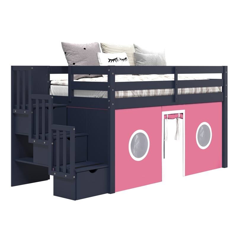 Taylor & Olive Trillium Low Loft Twin Bed with 3 Step-Stairway