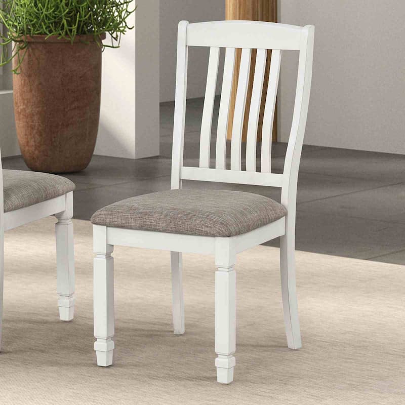 Farmhouse Rustic White Finish Slat Back Side Chairs