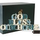 preview thumbnail 2 of 5, Matashi 7.5'' Blue and Ivory Hanging Wall Ornament with Matashi Crystals (Pewter), God Bless Our Home Welcome Wall Art Sign