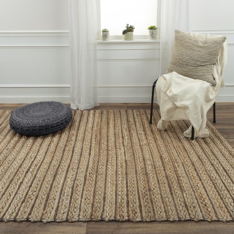 Alora Decor Madras Stripe Hand-woven Jute Rug