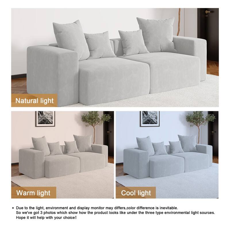 Oversized Corduroy Upholstery Modular Sofa No Assembly