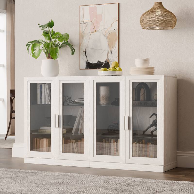 Dovelina Sideboard Buffet Storage Cabinets with Adjustable Shelves,Glass Door - 72"Lx31"H