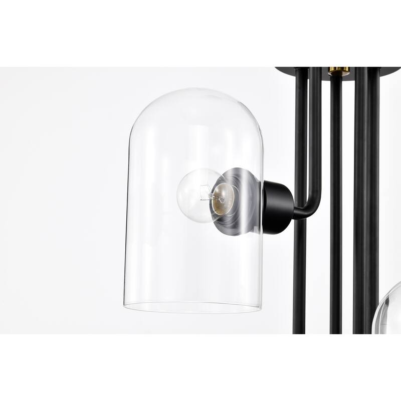 19 Inch Matte Black Finish Clear Glass Chandelier 5 Light (SOLD AS A PAIR)