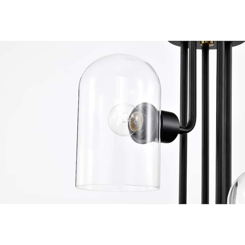 Alana 19 Inch Matte Black Finish Clear Glass Chandelier 5 Light - N/A