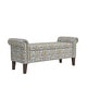 preview thumbnail 2 of 5, Wallen Traditional Rolled Arm Storage Bench Ottoman with Nailheads, Upholstered. Orange & Grey Damask