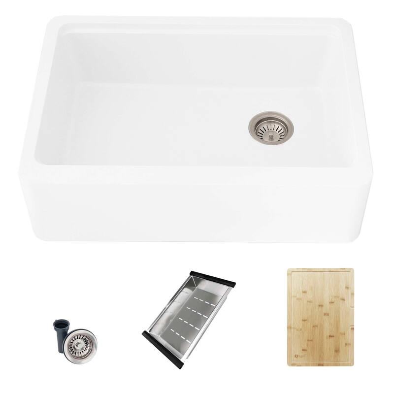 STYLISH Undermount 30" Workstation Single-Bowl Composite Granite Kitchen Sink - 30" x 21" x 10"