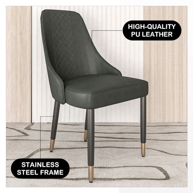 Allure Dining Chairs Fabtic/Leather Seat and Back in Oak Wood Set of 2
