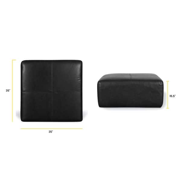 dimension image slide 0 of 3, Poly & Bark Sequoia Ottoman - Full Grain Genuine Italian Leather