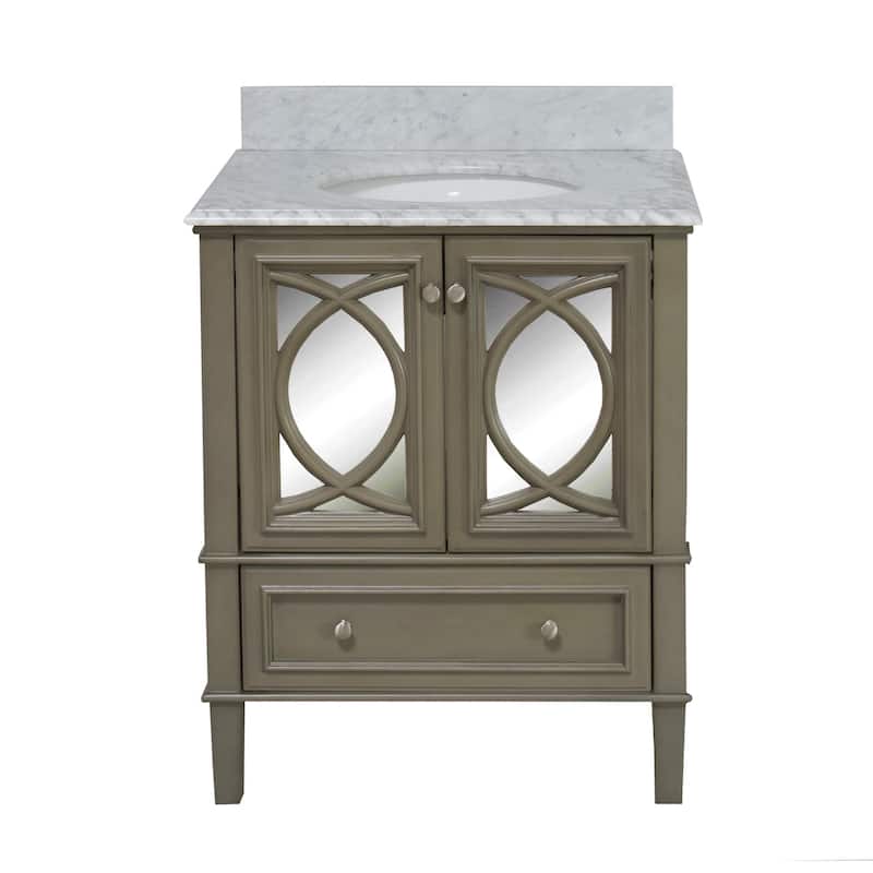 KitchenBathCollection Olivia 30" Bathroom Vanity with Carrara Marble Top