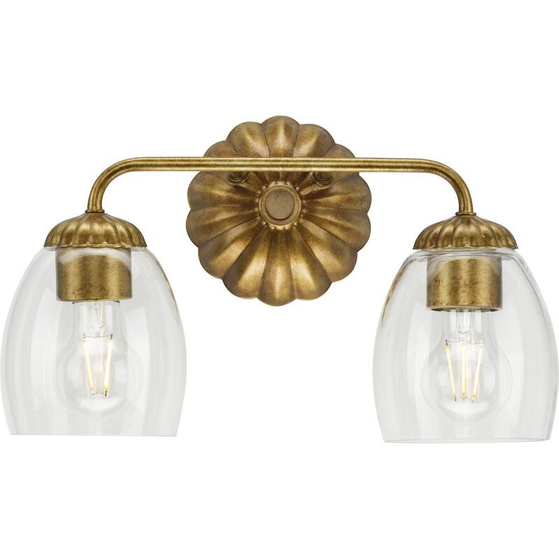 Quillan Collection Two-Light Soft Gold Transitional Bath & Vanity Light - 14.5 in x 6.62 in x 8.5 in