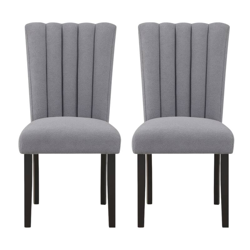 HomeRoots Set of Two 26" Gray and Black Wood and Fabric Counter Height Bar Chairs