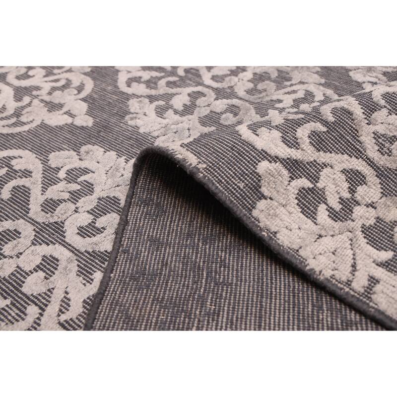 ECARPETGALLERY Hand Loomed Elysian Grey Viscose, Wool Rug - 9'9 x 11'3
