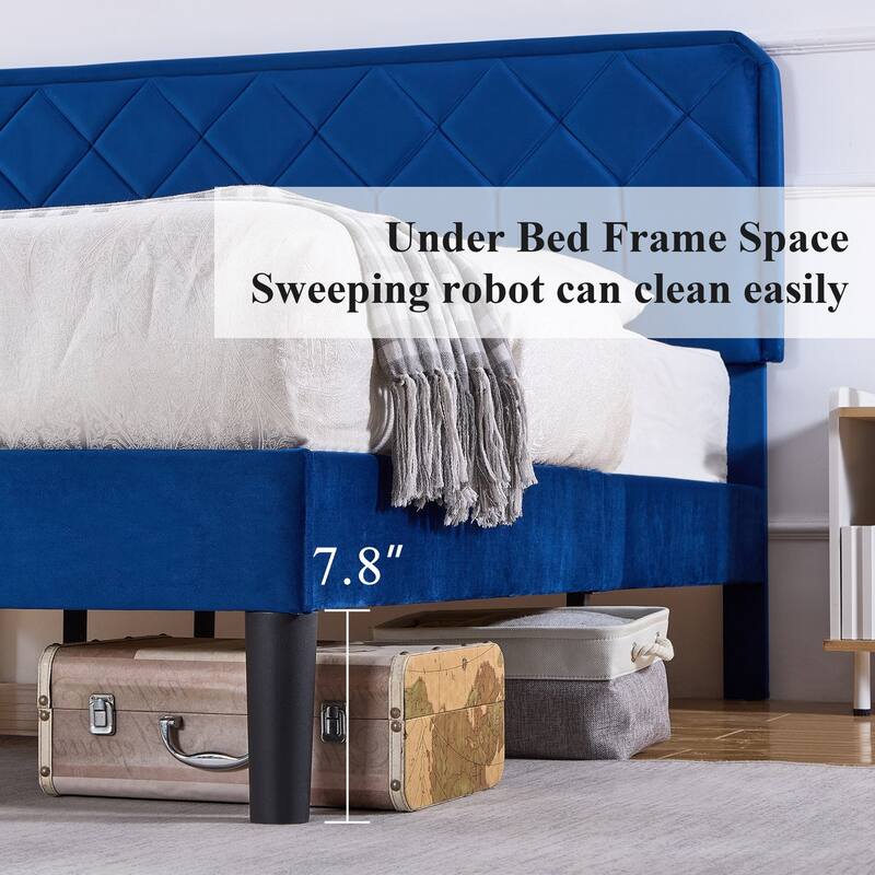 Upholstered Platform Bed Frame with Modern Adjustable Headboard, No Box Spring Needed