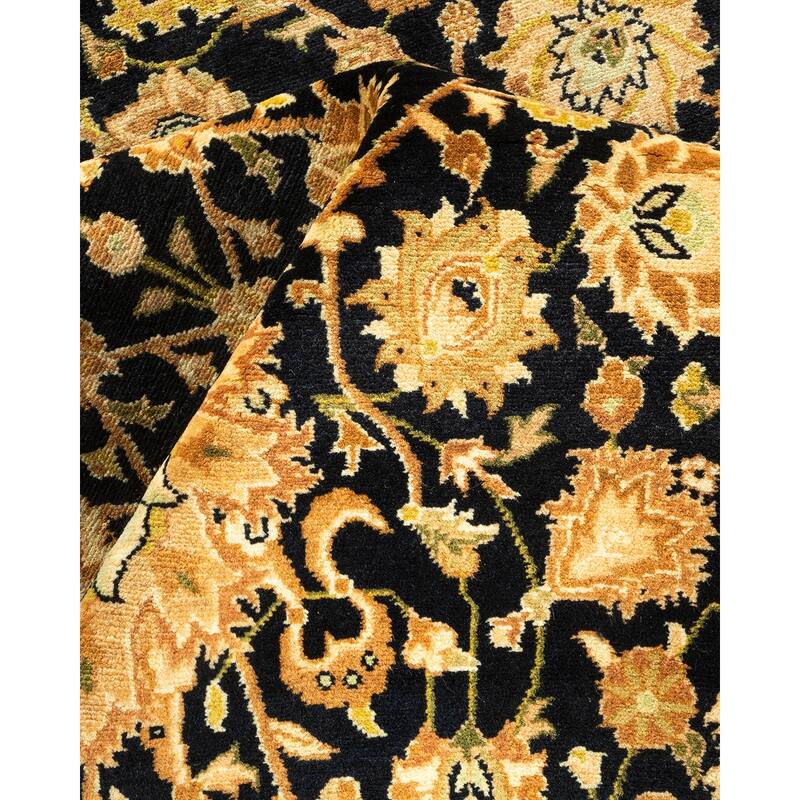 Overton Handknotted Wool Traditional Oriental Black Area Rug - 6' x 9'