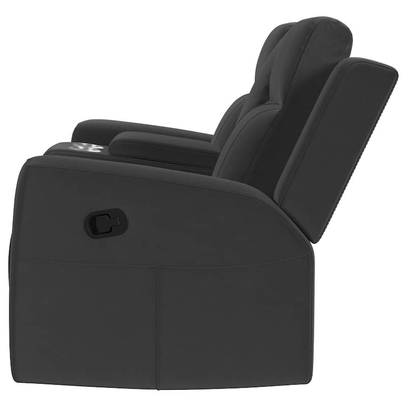 Krio Manual Recliner Loveseat, 71 Inch, Charcoal Gray Faux Leather
