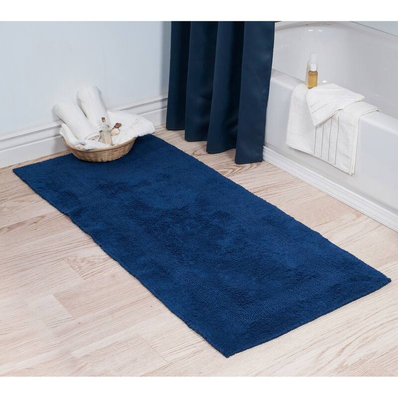 Bath Mat - 60x24-Inch Plush Cotton Bathroom Runner by Windsor Home - Navy