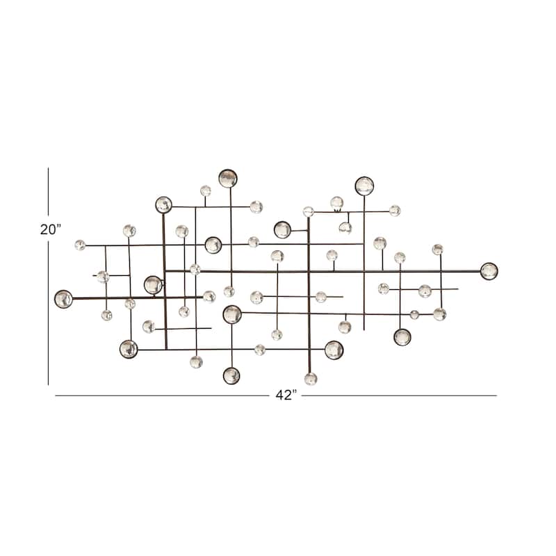 Silver Metal Abstract Home Wall Decor with Crystal Embellishments