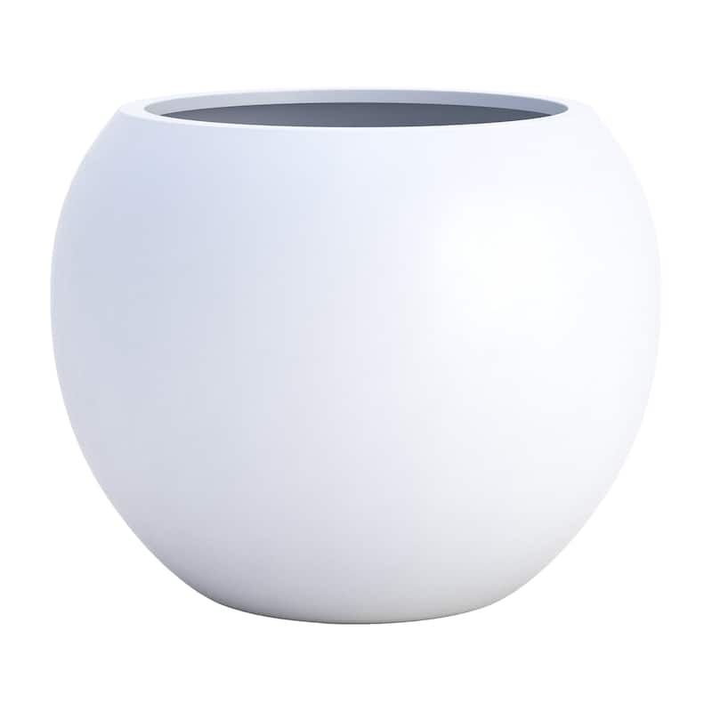 DTY Signature Mount Sherman 1-Piece Fiberstone Planter for Indoor/Outdoor - Small - White