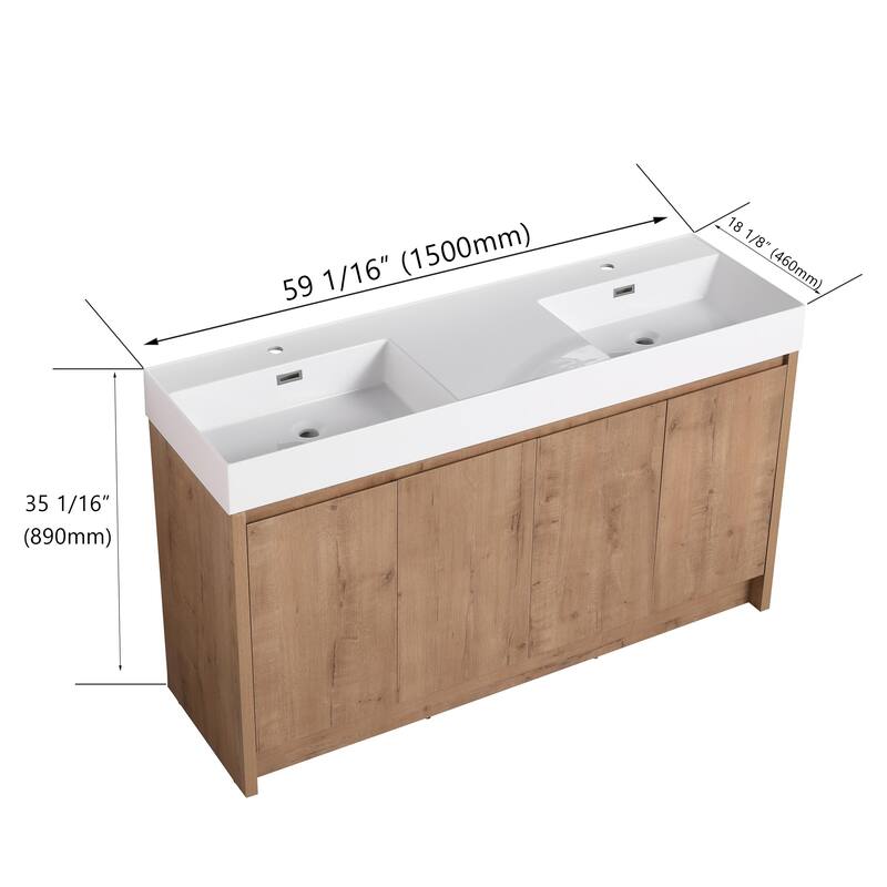 Beingnext 24"/30"/48"/60" Bathroom Vanity with Sink, Freestanding Bathroom Vanity with Soft Close Door