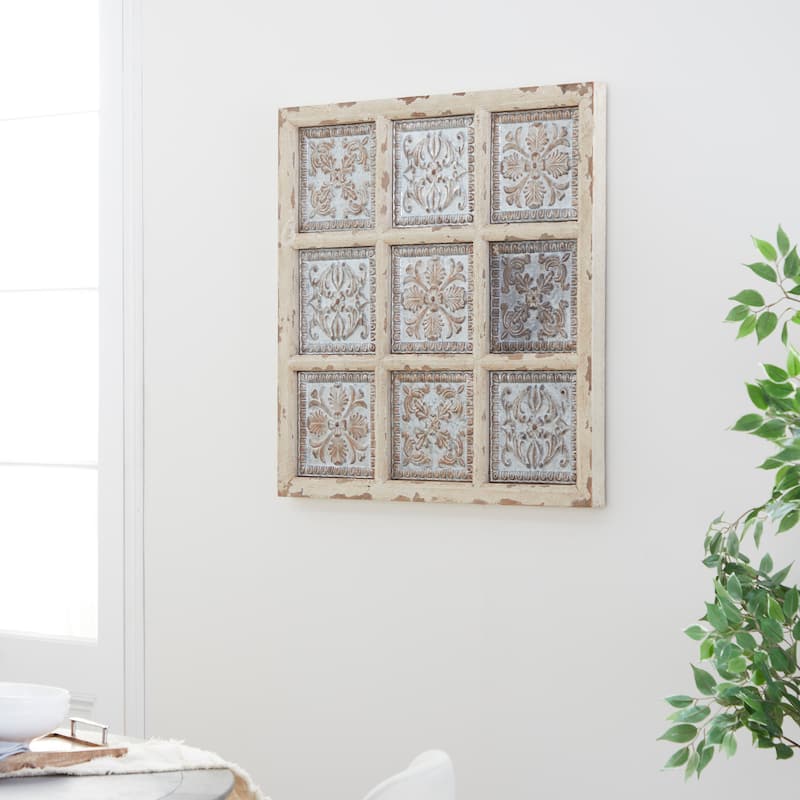 Metal Scroll Wall Decor with Embossed Details - White - Roche River Decor
